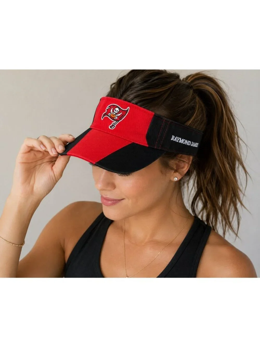 Tampa Bay Buccaneers Visor Raymond James Stadium Red Black Adjustable Cotton Hat